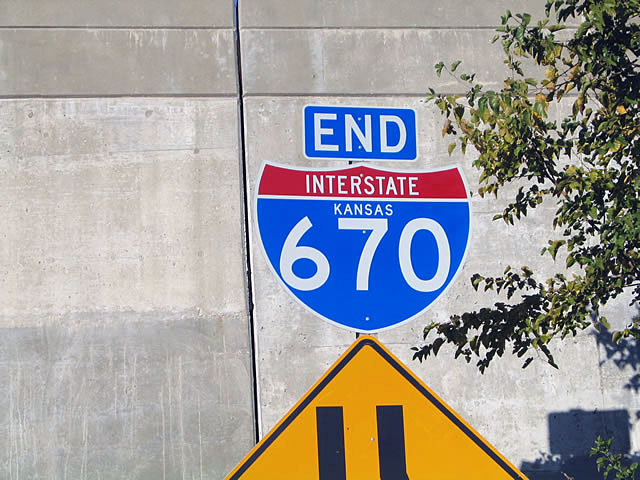 Kansas Interstate 670 sign.