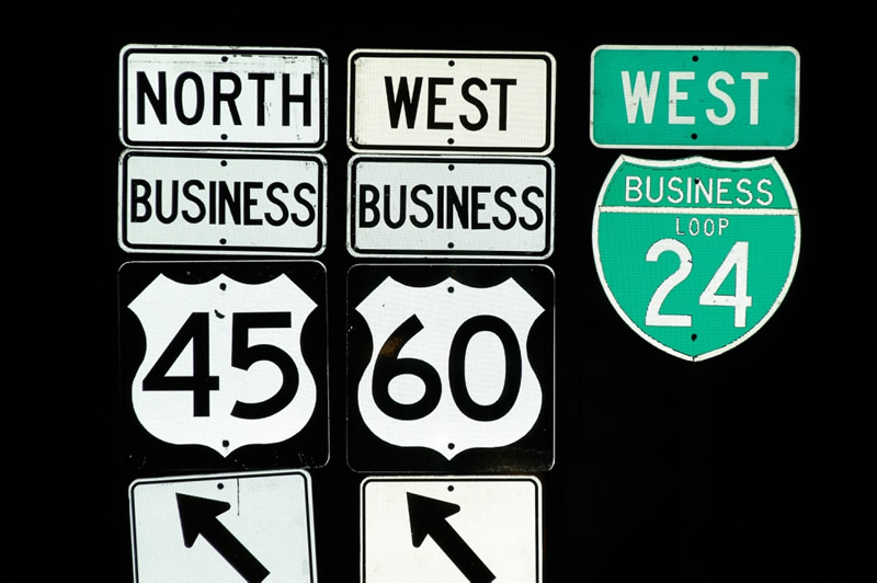 Kentucky - U.S. Highway 60, U.S. Highway 45, and business loop 24 sign.