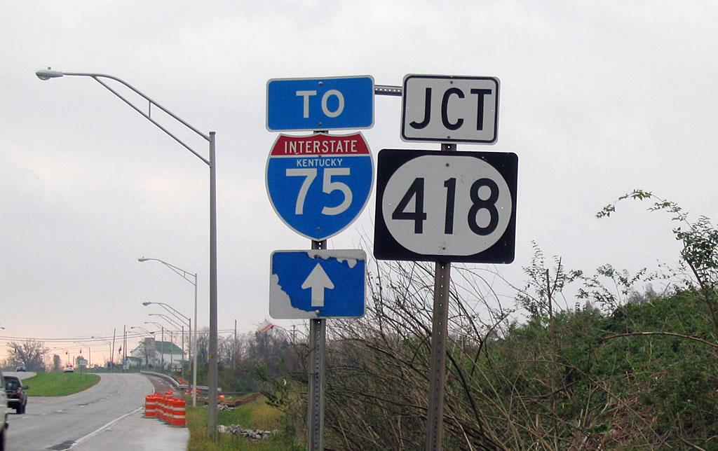 Kentucky - Interstate 75 and State Highway 418 sign.