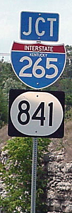 Kentucky - State Highway 841 and Interstate 265 sign.