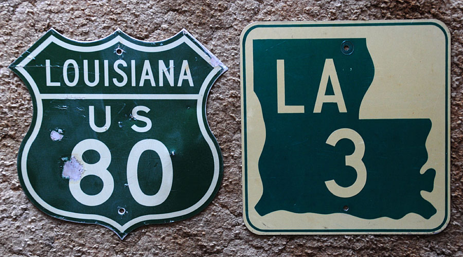 Louisiana - U.S. Highway 80 and State Highway 3 sign.
