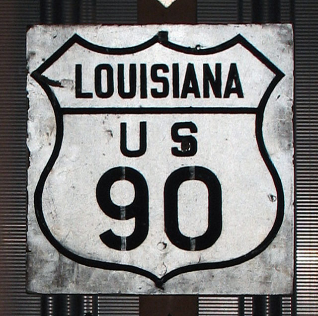 Louisiana U.S. Highway 90 sign.