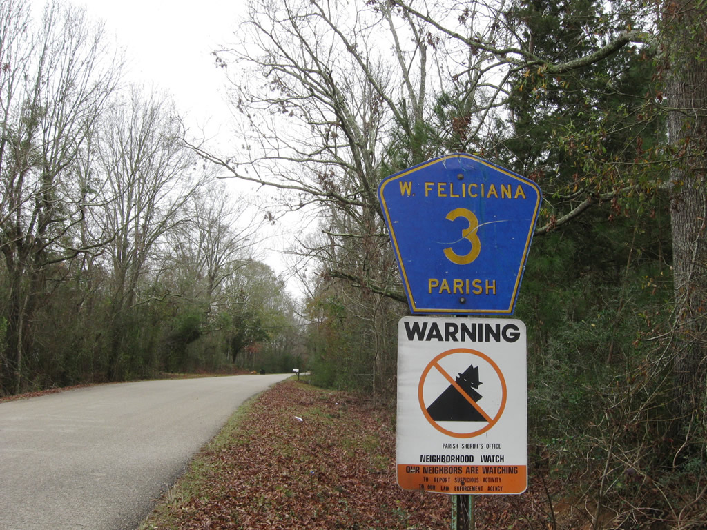 Louisiana West Feliciana Parish route 3 sign.