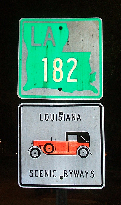 Louisiana - state highway 182 and scenic byway sign.