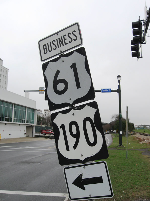 Louisiana - U.S. Highway 61 and U.S. Highway 190 sign.