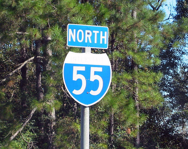Louisiana Interstate 55 sign.