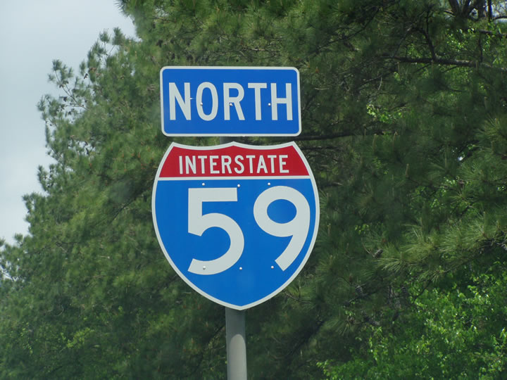 Louisiana Interstate 59 sign.