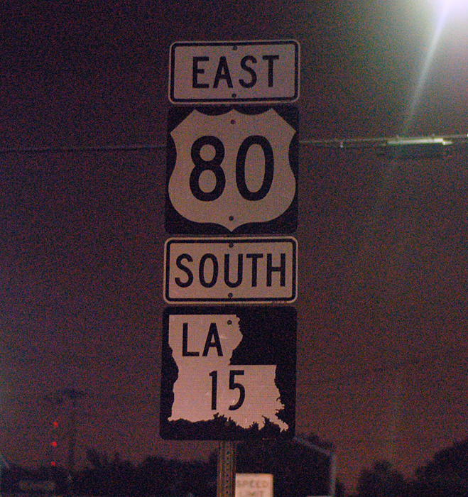 Louisiana - U.S. Highway 80 and State Highway 15 sign.