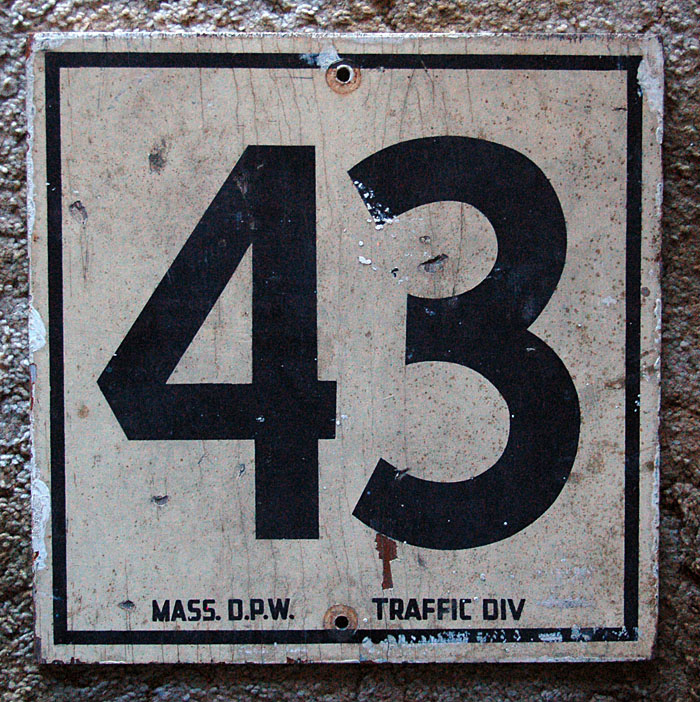 Massachusetts state highway 43 sign.