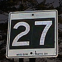 Massachusetts State Highway 27 sign.