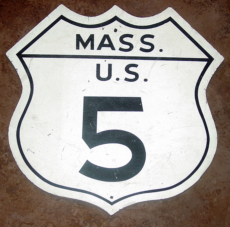 Massachusetts U.S. Highway 5 sign.