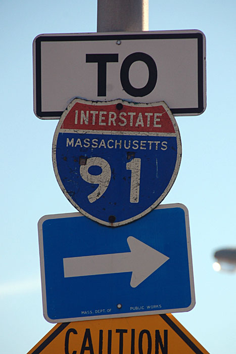 Massachusetts Interstate 91 sign.