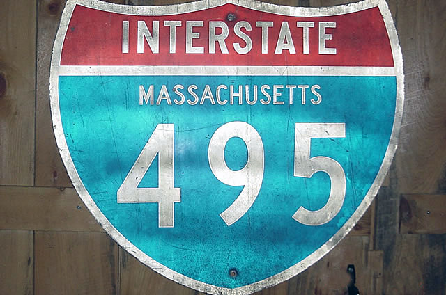 Massachusetts Interstate 495 sign.