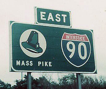 Massachusetts - Massachusetts Turnpike and interstate 90 sign.