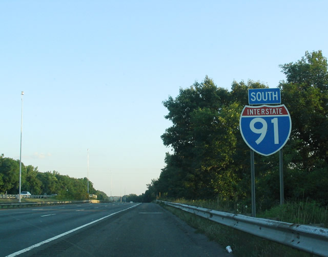 Massachusetts Interstate 91 sign.