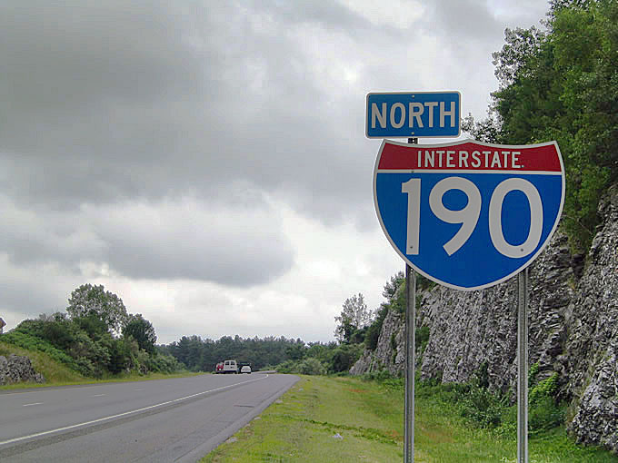 Massachusetts Interstate 190 sign.