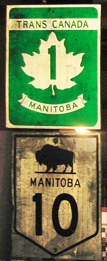 Manitoba - Provincial Highway 10 and Trans-Canada Route 1 sign.