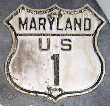 Maryland U.S. Highway 1 sign.