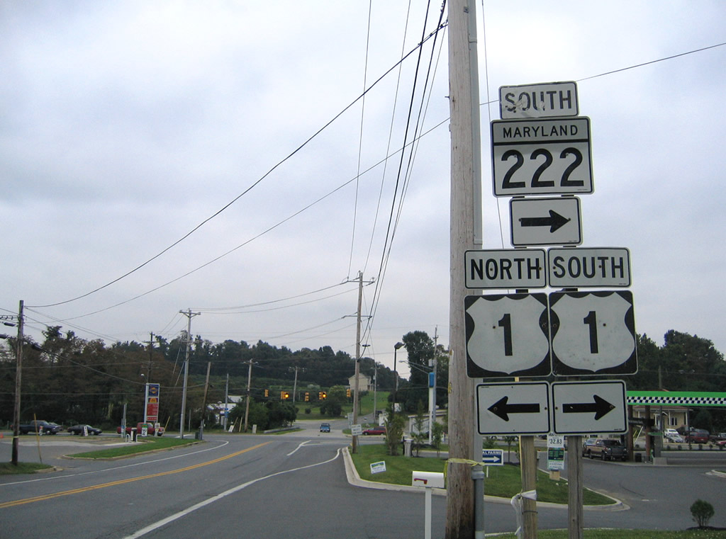 Maryland - U. S. highway 1 and state highway 222 sign.