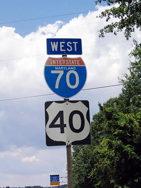 Maryland - Interstate 70 and U.S. Highway 40 sign.