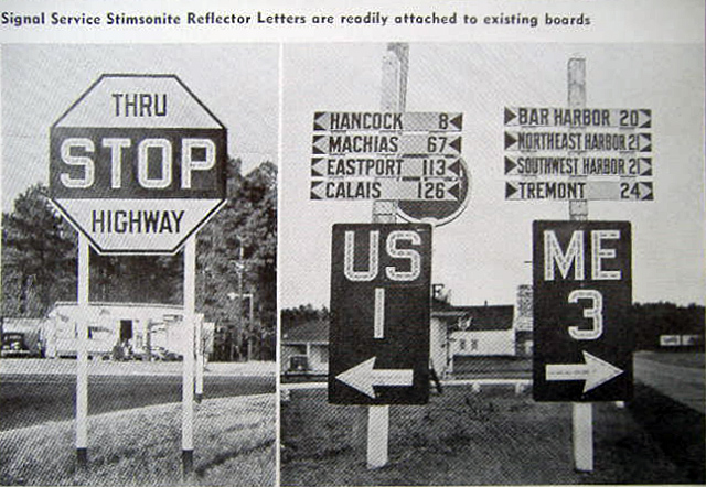 Maine - State Highway 3 and U.S. Highway 1 sign.