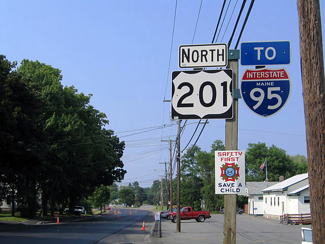 Maine - Interstate 95 and U.S. Highway 201 sign.