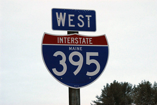 Maine Interstate 395 sign.
