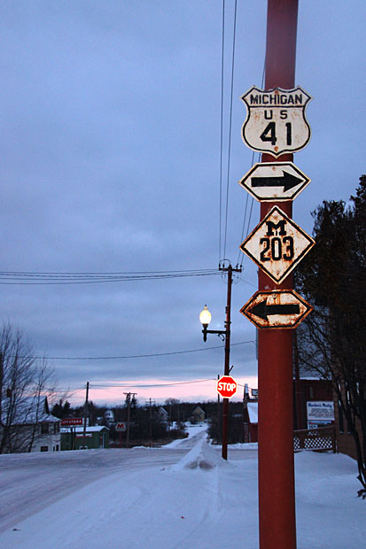 Michigan - State Highway 203 and U.S. Highway 41 sign.