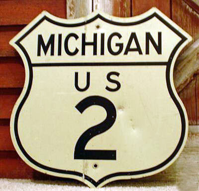 Michigan U.S. Highway 2 sign.