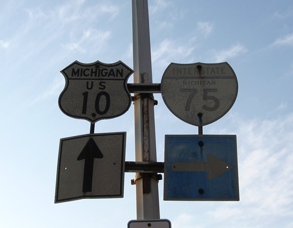 Michigan - Interstate 75 and U.S. Highway 10 sign.