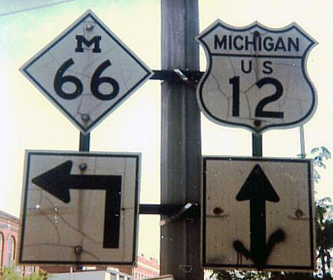Michigan - U.S. Highway 12 and State Highway 66 sign.