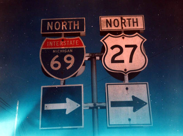Michigan - Interstate 69 and U.S. Highway 27 sign.