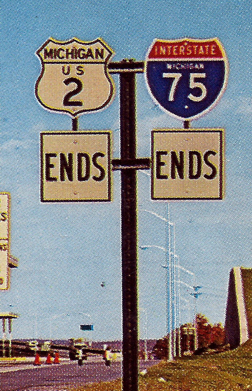 Michigan - Interstate 75 and U.S. Highway 2 sign.