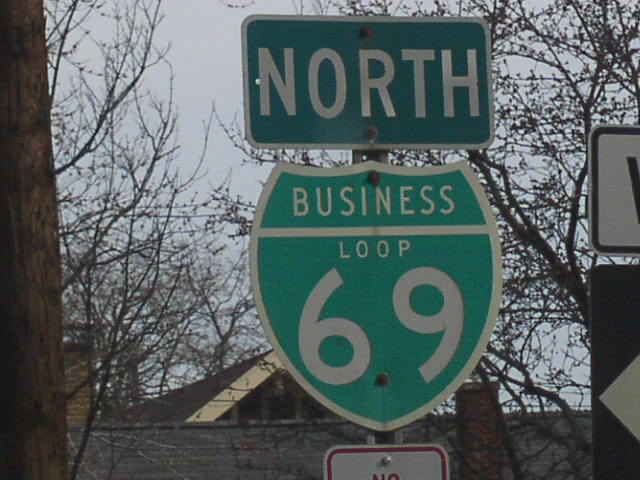 Michigan business loop 69 sign.