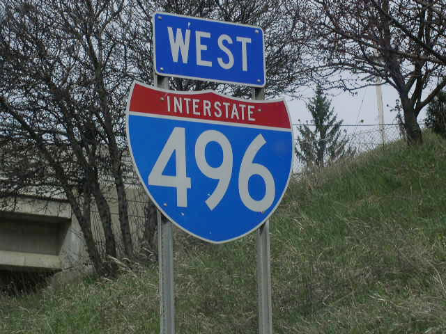 Michigan Interstate 496 sign.
