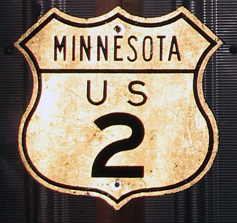 Minnesota U.S. Highway 2 sign.