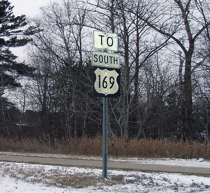 Minnesota U.S. Highway 169 sign.