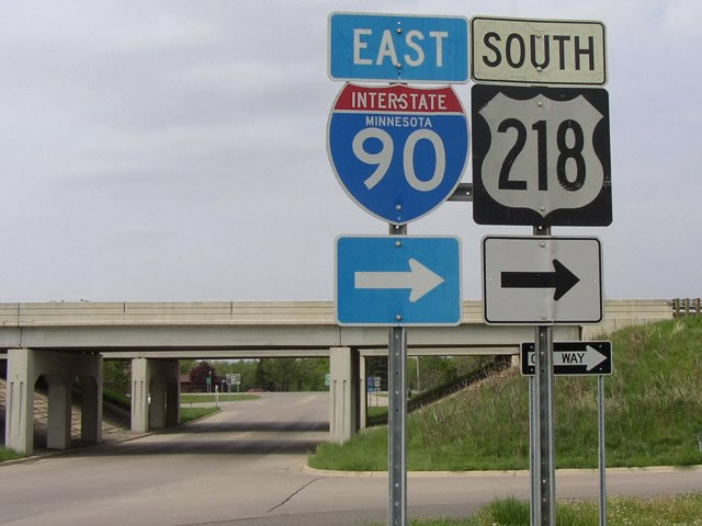 Minnesota - Interstate 90 and U.S. Highway 218 sign.