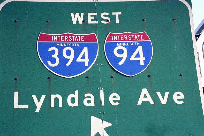 Minnesota - Interstate 394 and Interstate 94 sign.