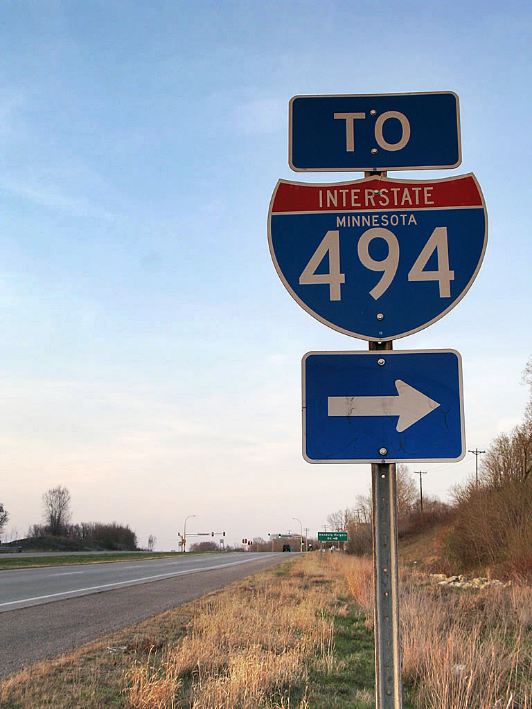 Minnesota Interstate 494 sign.