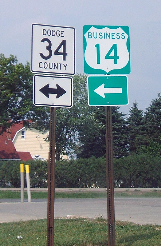 Minnesota - Dodge County route 34 and business U. S. highway 14 sign.