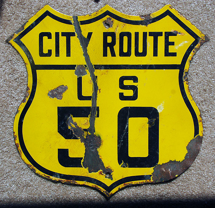 Missouri city route U. S. highway 50 sign.