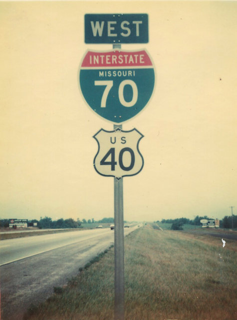Missouri - Interstate 70 and U.S. Highway 40 sign.