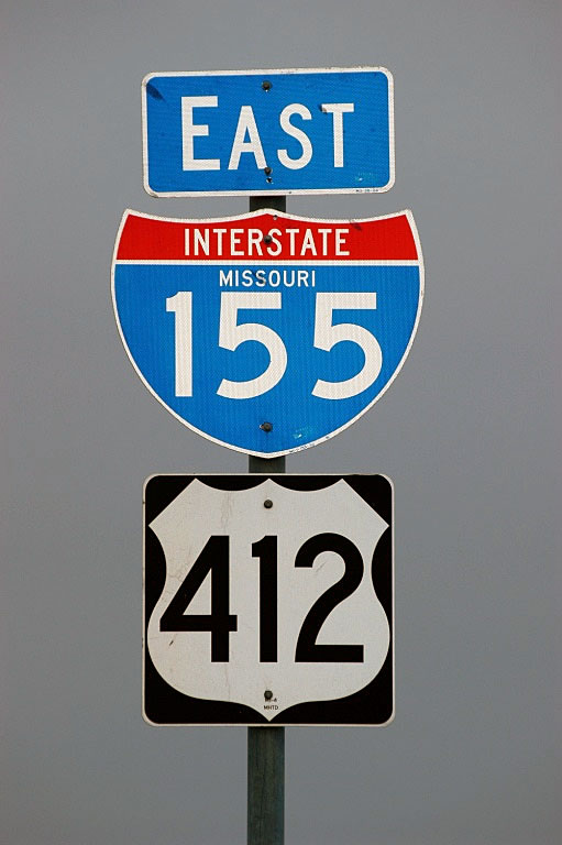 Missouri - Interstate 155 and U.S. Highway 412 sign.