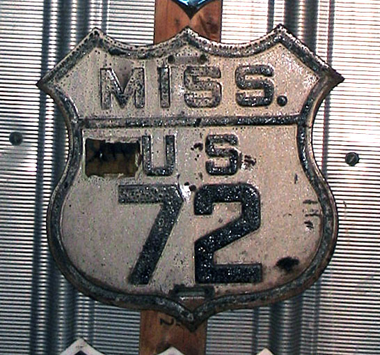 Mississippi U.S. Highway 72 sign.