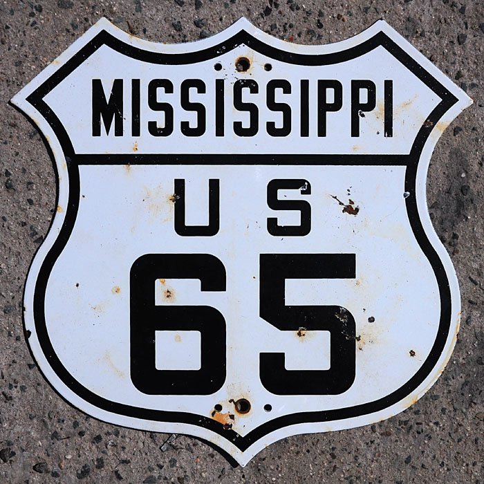 Mississippi U. S. highway 65 sign.