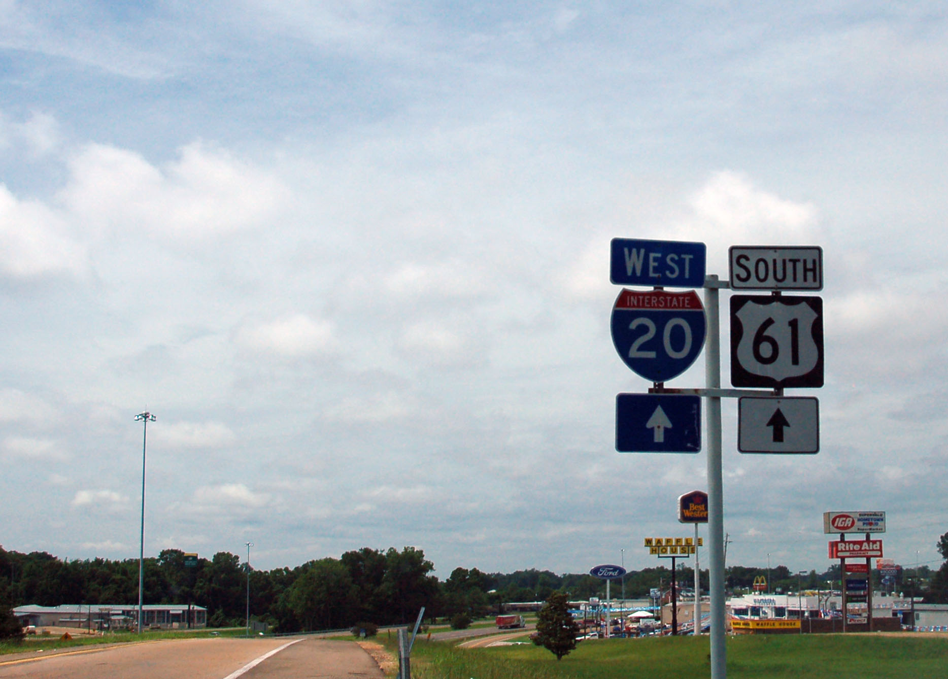 Mississippi - U.S. Highway 61 and Interstate 20 sign.