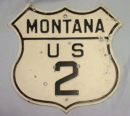 Montana U.S. Highway 2 sign.