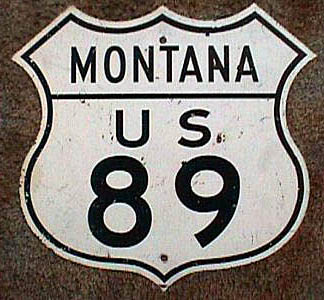 Montana U.S. Highway 89 sign.