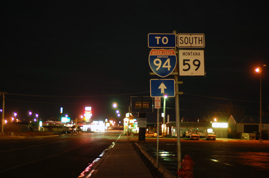 Montana - State Highway 59 and Interstate 94 sign.